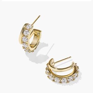 Kendra Scott Livy Gold Huggie Earrings in White Crystal